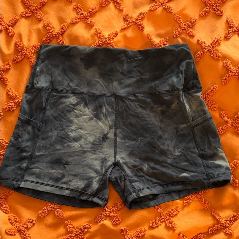 Women's Athletic Black Tie-Dye Shorts